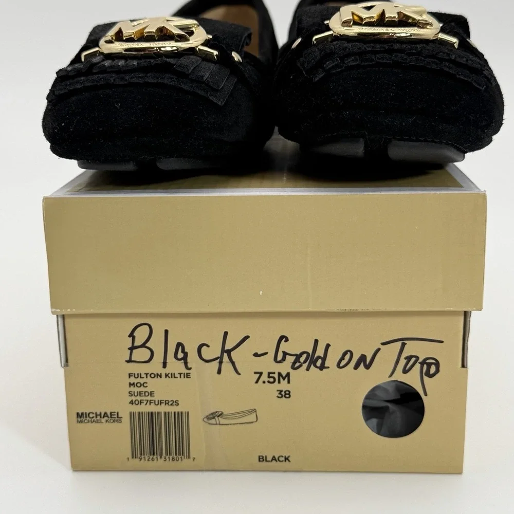 New with Box Michael Kors Women's Fulton Moccasin Black Nappa, Leather  Size 7.5